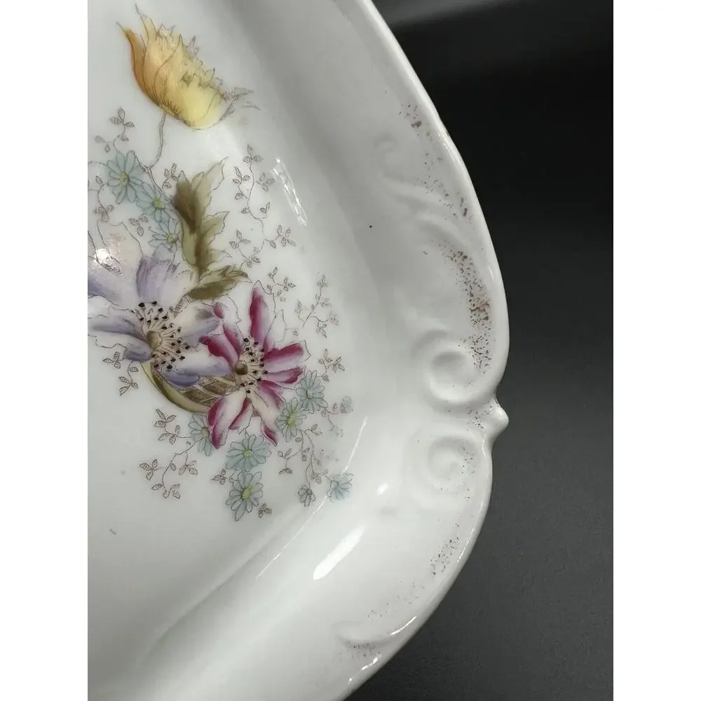 Dresden Germany 11.5” x 8” Porcelain Floral Rectangle Vanity Tray